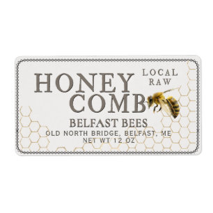 Honeycomb Shipping Label with Realistic Bee