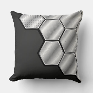 Honeycomb Silver Tiles Decorative Pillow