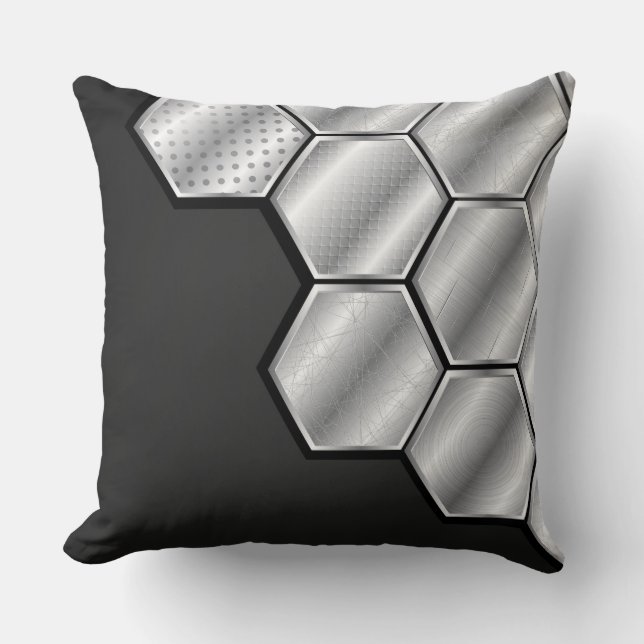 Honeycomb Silver Tiles Decorative Pillow (Front)