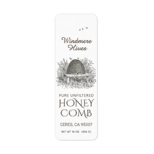 Honeycomb Skep Return Address Label White