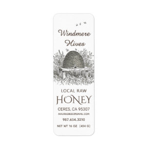 Honeycomb Skep Return Address Label White