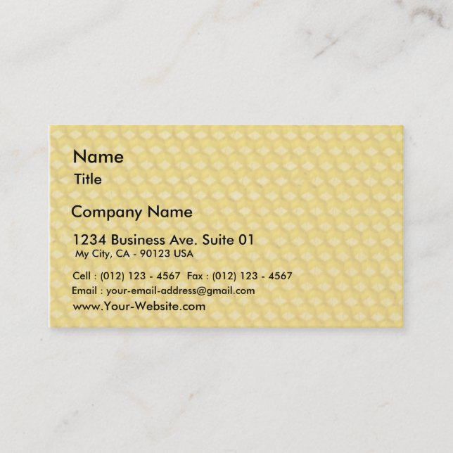 Honeycomb Template For Bees To Work On Business Card (Front)