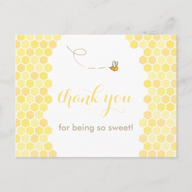 honeycomb thank you card, bee thank you, honey postcard (Front)