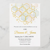 Honeycomb Wedding Gold Foil Modern Geometric
