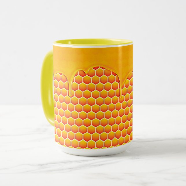 Honeycomb with dripping honey mug (Front Left)