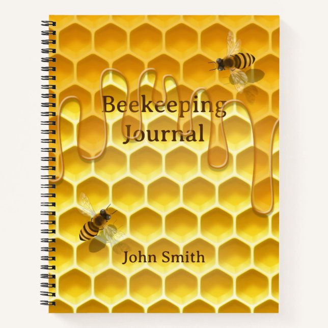 Honeycomb with Flying Honeybees Custom 8.5" x 11" Notebook (Front)
