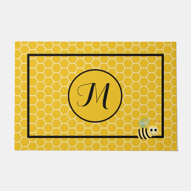 Honeycomb With Monogram 24" x 36" Door Mat (Front)