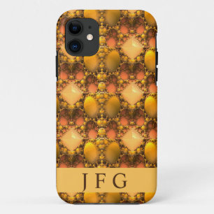 Honeycomb Yellow Fractal Art  Monogram iPhone 11 Case