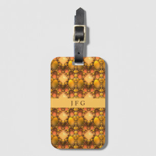 Honeycomb Yellow Fractal Art Monogram Luggage Tag