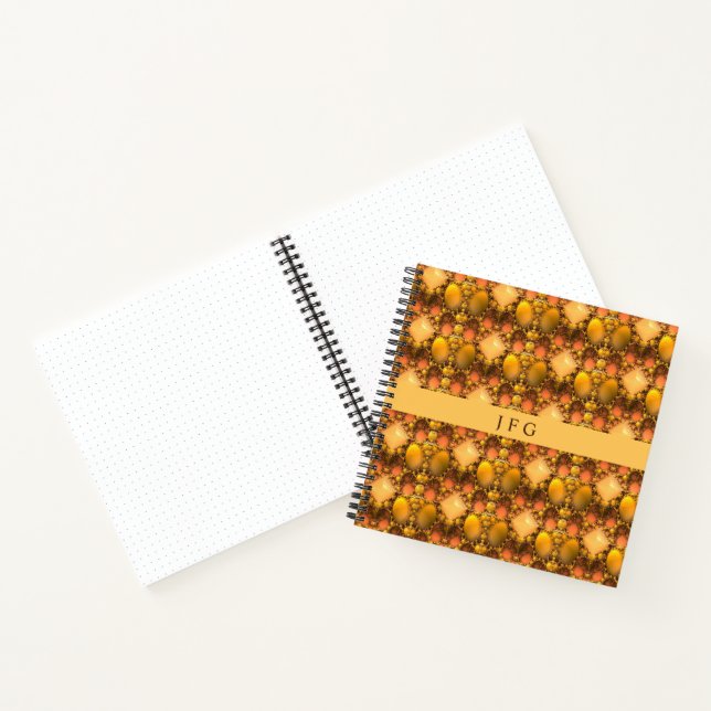 Honeycomb Yellow Fractal Art  Monogram  Notebook (Inside)