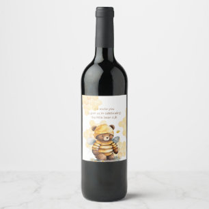 Honeycombs and brown honey teddy bear wine label