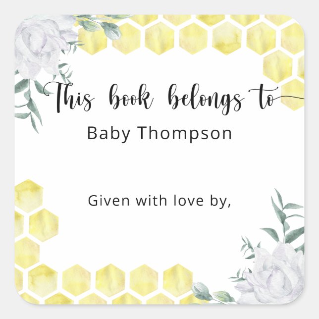 Honeycombs - this book belongs to square sticker (Front)