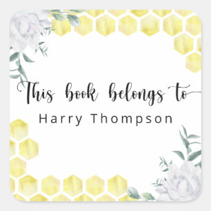 Honeycombs - this book belongs to square sticker