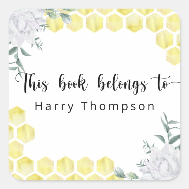 Honeycombs - this book belongs to square sticker (Front)
