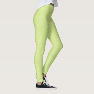 Honeydew Lime Green Polka Dots Abstract Pattern Leggings