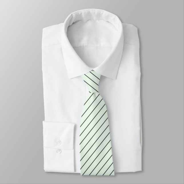 Honeydew Melon Green with Charcoal Grey Pinstripes Tie (Tied)