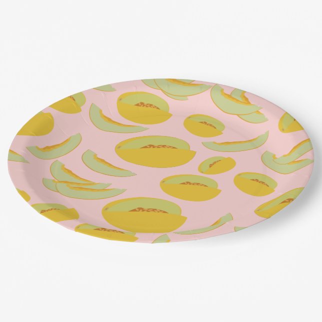Honeydew Melons Fruit Pattern Paper Plate (Angled)