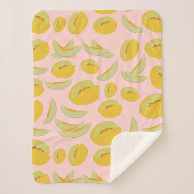 Honeydew Melons Fruit Pattern Sherpa Blanket (Front)