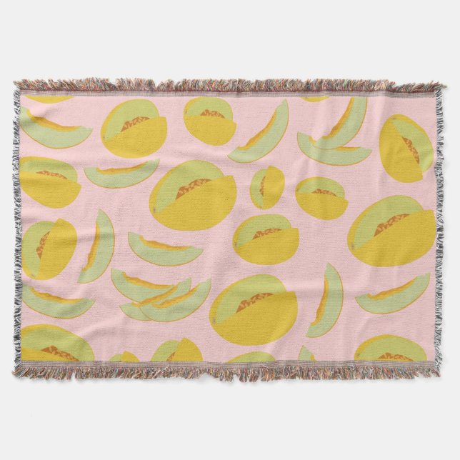 Honeydew Melons Fruit Pattern Throw Blanket (Front)