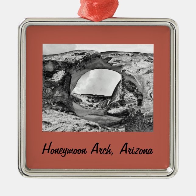 Honeymoon Arch Christmas Arch Framed Metal Ornamen Metal Ornament (Front)