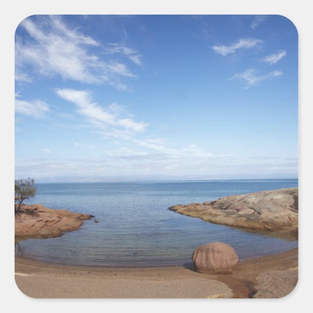 Honeymoon Bay, Coles Bay, Freycinet National Square Sticker (Front)