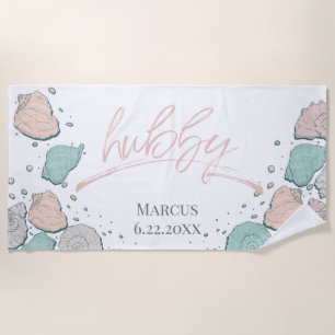 Honeymoon Beach - HUBBY  Coral Seashells Beach Towel
