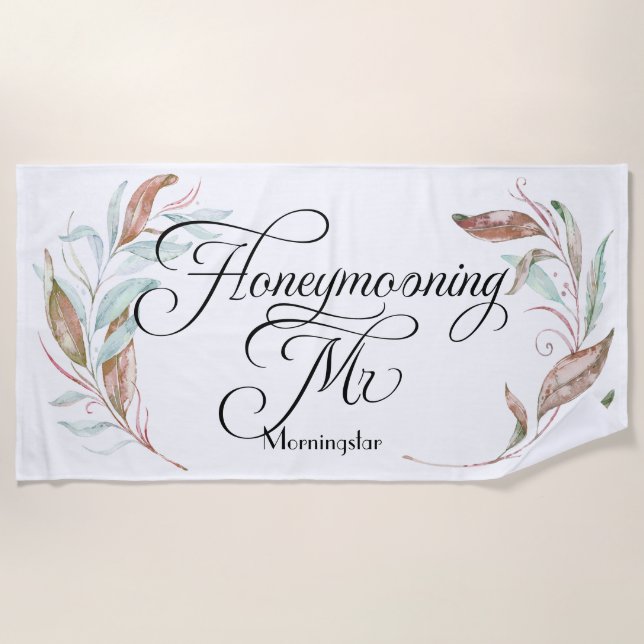 Honeymoon Beach - Mr. Watercolor Eucalyptus Towel (Front)