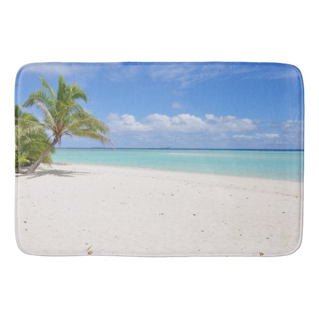 Honeymoon Beach Sand Palm Tree Paradise Bath Mat (Front)