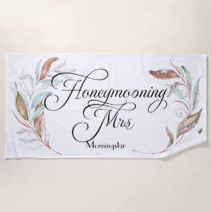 Honeymoon Beach - Watercolor Eucalyptus Beach Towel