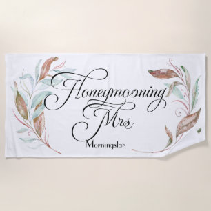 Honeymoon Beach - Watercolor Eucalyptus Towel