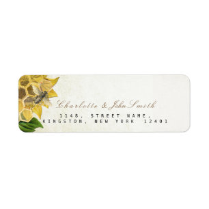 Honeymoon Bee Sunflower Return Address Labels