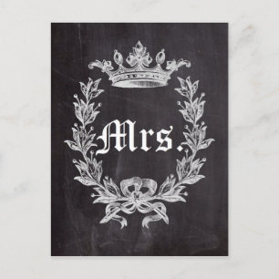 Honeymoon bride chalkboard future Mrs Postcard