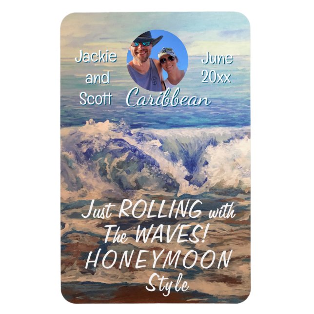 Honeymoon  Caribbean Cruise Blue PERSONALIZE  Magnet (Vertical)