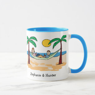 Honeymoon couple - personalised cartoon mug