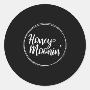 Honeymoon Couple Wedding Honeymoonin Brides Groom Classic Round Sticker