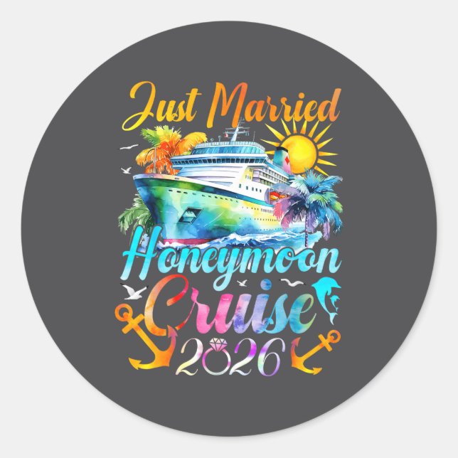 Honeymoon Cruise For Matching Couples 2026 Just Ma Classic Round Sticker (Front)