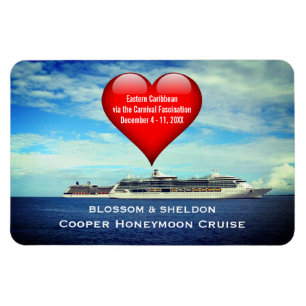 Honeymoon Cruise Ship Cabin Door Marker Heart Magnet