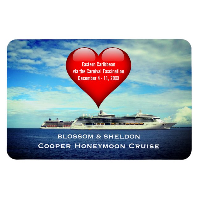 Honeymoon Cruise Ship Cabin Door Marker Heart Magnet (Horizontal)