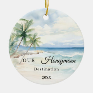 Honeymoon destination wedding tropical ceramic ornament