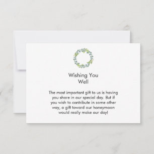 Honeymoon Eucalyptus Wreath Wedding Fund Card