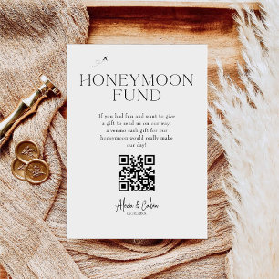 Honeymoon Fun Minimalist Script QR code Wedding Pedestal Sign