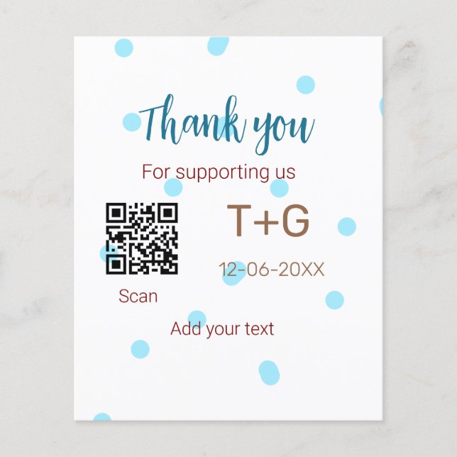 Honeymoon fund Add Q R code couple name wedding (Front)