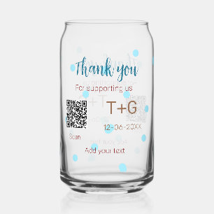 Honeymoon fund Add Q R code couple name wedding Can Glass