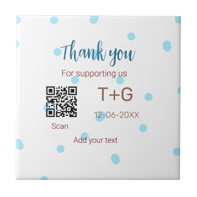 Honeymoon fund Add Q R code couple name wedding Ceramic Tile (Front)