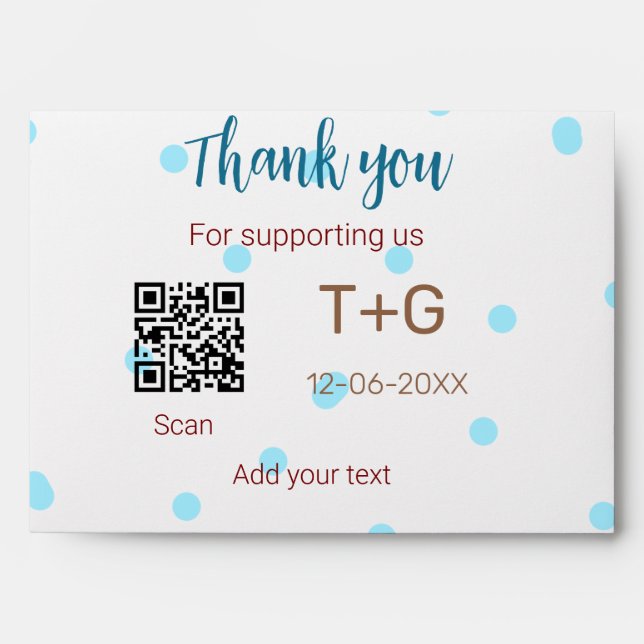 Honeymoon fund Add Q R code couple name wedding Envelope (Front)