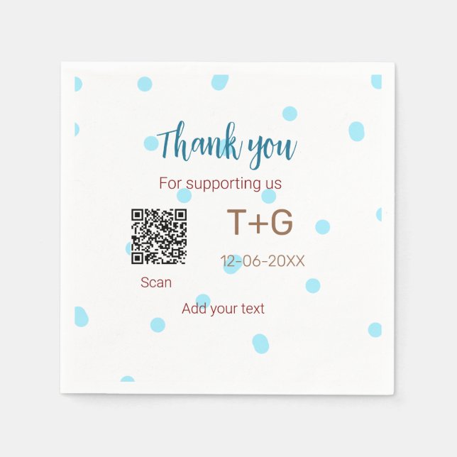 Honeymoon fund Add Q R code couple name wedding Napkin (Front)
