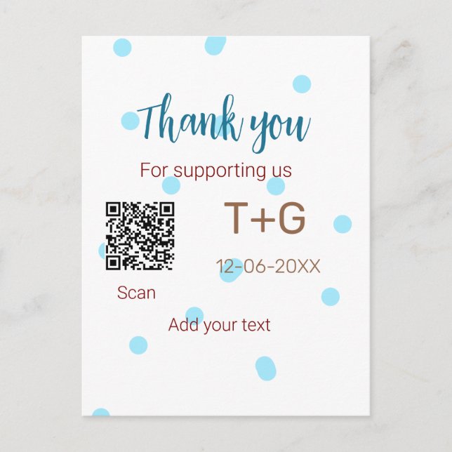 Honeymoon fund Add Q R code couple name wedding Postcard (Front)