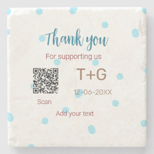 Honeymoon fund Add Q R code couple name wedding Stone Coaster