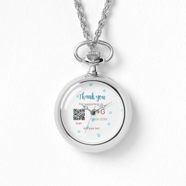 Honeymoon fund Add Q R code couple name wedding Watch (Front)