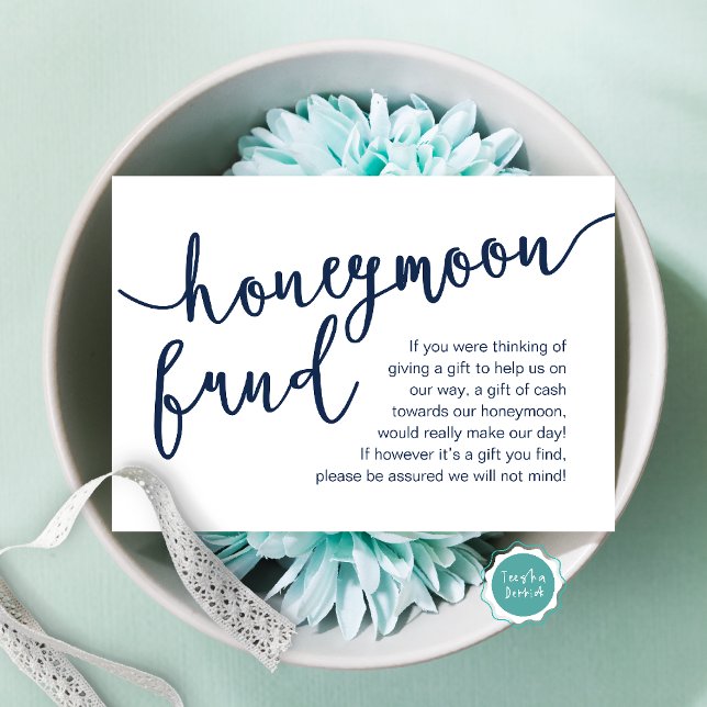 Honeymoon Fund Cash Wish, a note on gifts Enclosure Card (Honeymoon Fund Wish Cash, A note on gifts, Modern Rustic Modern Rustic Wedding Card Navy Blue)